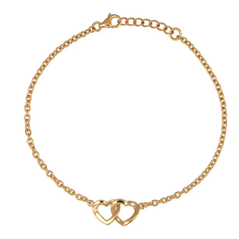 Amor armband två hjärtan äkta guld 18 karat
