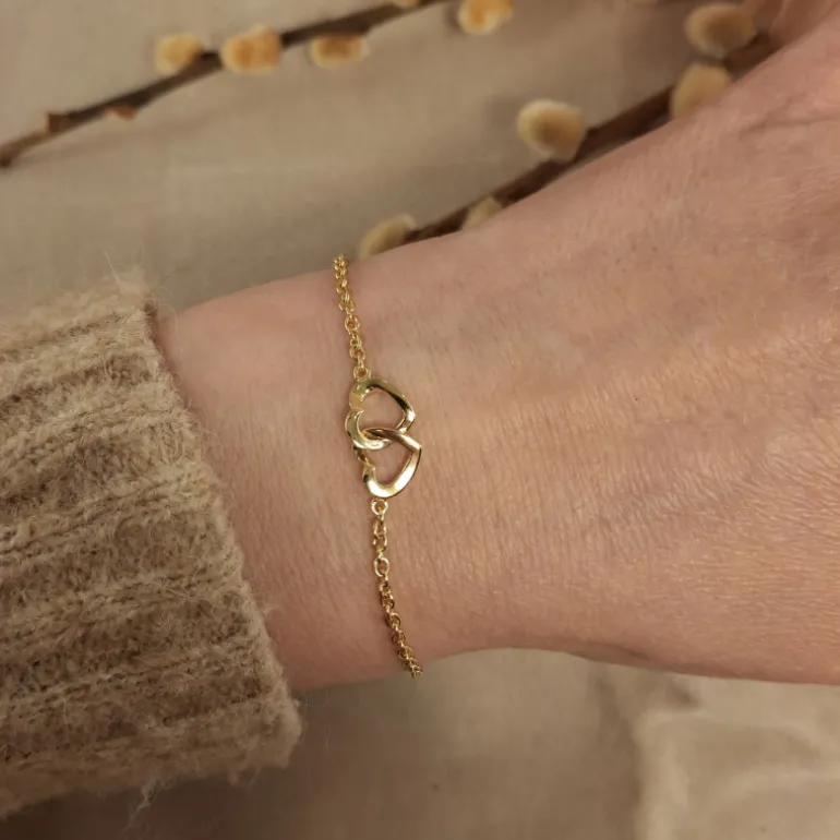 Amor armband två hjärtan äkta guld 18 karat