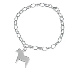 Armband med slät dalahäst äkta silver