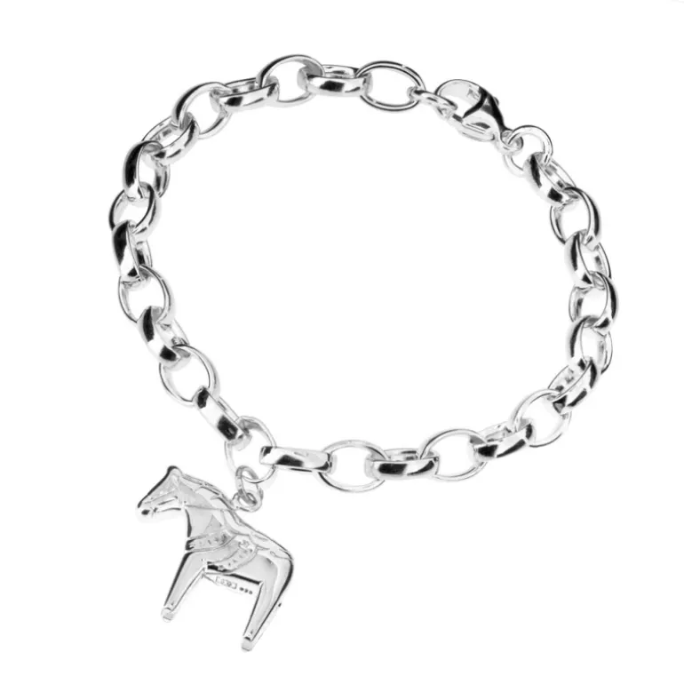 Armband med stor dalahäst äkta silver