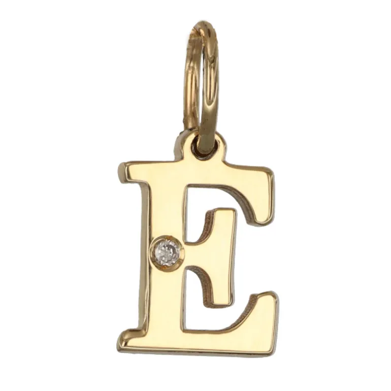 Bokstavssmycke E äkta guld 9 karat