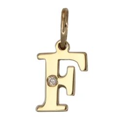 Bokstavssmycke F äkta guld 9 karat