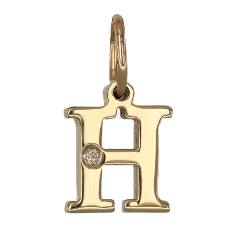 Bokstavssmycke H äkta guld 9 karat