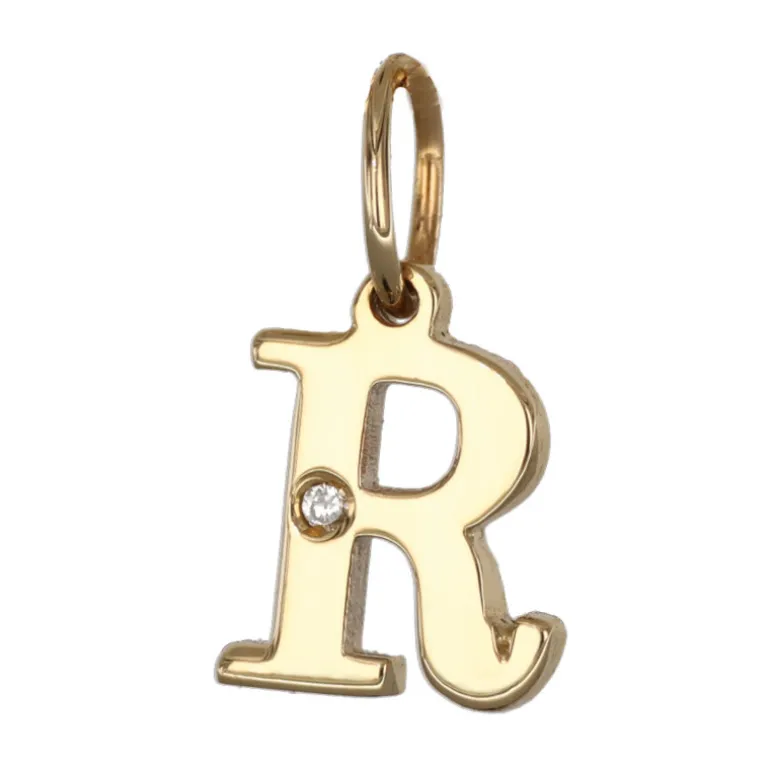 Bokstavssmycke R äkta guld 9 karat