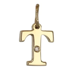 Bokstavssmycke T äkta guld 9 karat