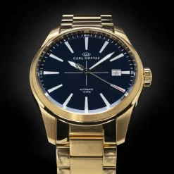 Carl Gustaf klocka automat Gold PVD Royal Blue