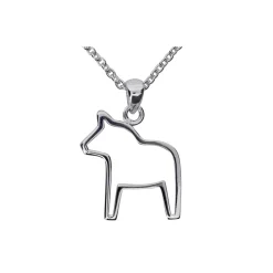 Dalahäst äkta silver kontur med kedja