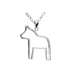 Dalahäst äkta silver kontur med kedja