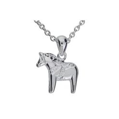 Dalahäst med kurbits äkta silver med kedja