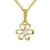 Guldhalsband med blomma och kedja i äkta guld 18 karat