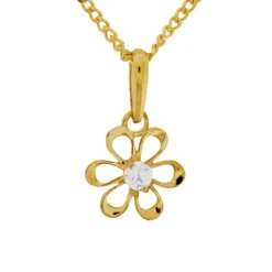 Guldhalsband med blomma och kedja i äkta guld 18 karat