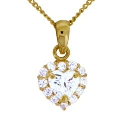 Guldhalsband med glittrigt hjärta äkta guld 18 karat