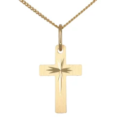 Guldhalsband med matterat kors äkta guld 18 karat