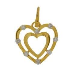 Guldhjärta kontur med cubik zirkoner 18 karat