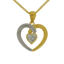 Guldhjärta med guldkedja äkta guld 18 karat