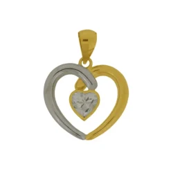 Guldhjärta med vitguld och vanligt guld 18 karat