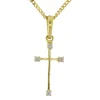 Guldkors med glitterstenar och guldkedja äkta guld 18 karat