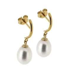 Guldörhängen odlade pärlor 18 karat