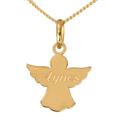 Halsband guldängel och gravyr äkta guld 18 karat