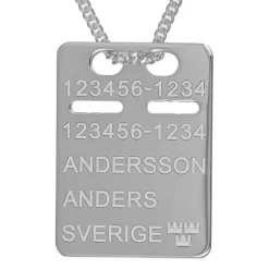 Halsband ID-bricka 17 x 23 mm pansarkedja äkta silver