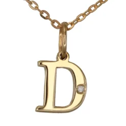 Halsband med bokstav D äkta guld 9 karat