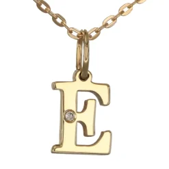 Halsband med bokstav E äkta guld 9 karat