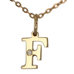 Halsband med bokstav F äkta guld 9 karat