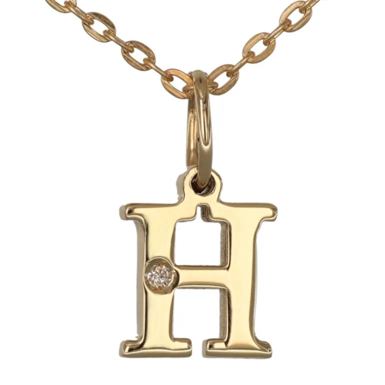Halsband med bokstav H äkta guld 9 karat