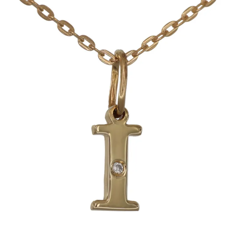Halsband med bokstav I äkta guld 9 karat