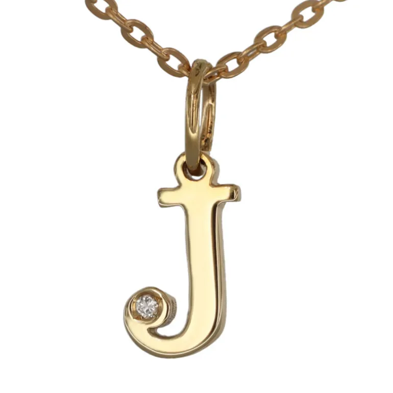 Halsband med bokstav J äkta guld 9 karat
