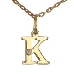 Halsband med bokstav K äkta guld 9 karat