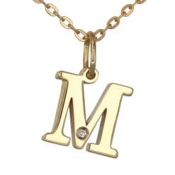Halsband med bokstav M äkta guld 9 karat