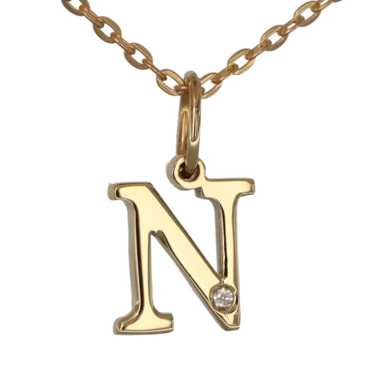Halsband med bokstav N äkta guld 9 karat