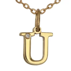 Halsband med bokstav U äkta guld 9 karat
