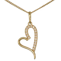 Halsband med hjärta på snedden äkta guld 18 karat