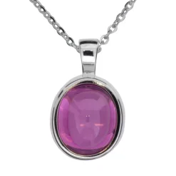 Halsband med oval rosa sten