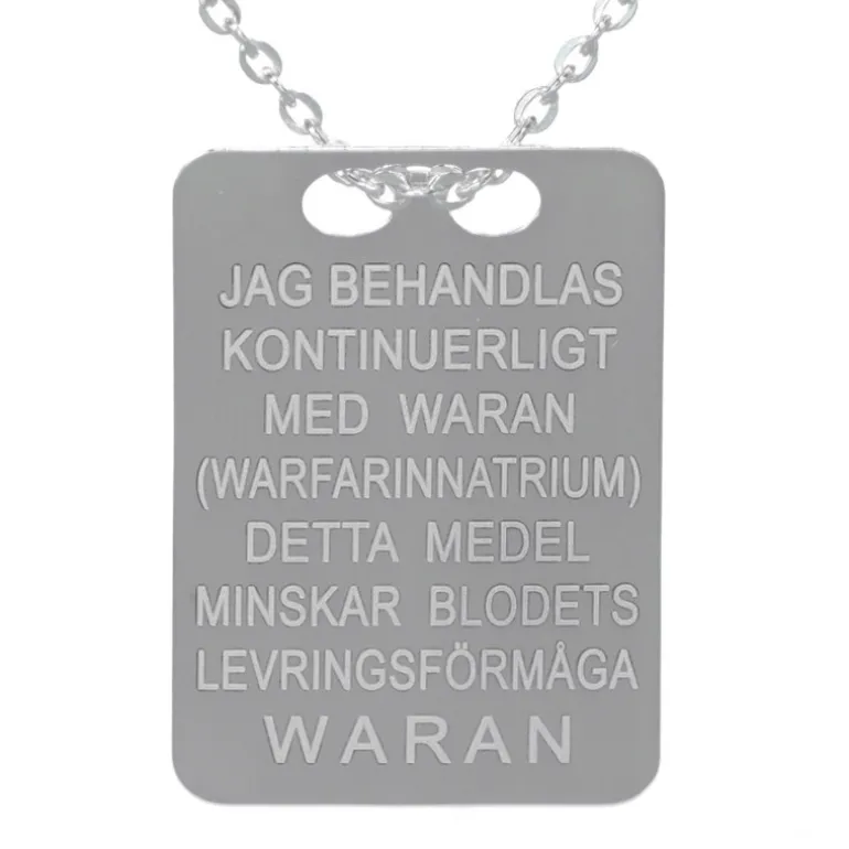 Halsband med waranbricka äkta silver ankarkedja