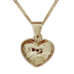 Halsband mönstrat guldhjärta äkta guld 18 karat