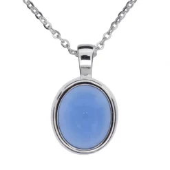 Halsband oval ljusblå sten