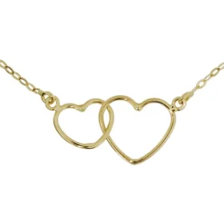 Halsband två ihopsatta hjärtan äkta guld 18 karat
