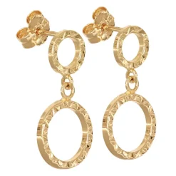 Hängande guldörhängen med ringar äkta guld 18 karat