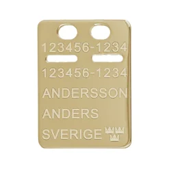 ID-bricka smycke äkta guld 18 karat 17 x 23mm gravyr ingår