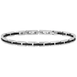 Jason armband i stål med svarta detaljer