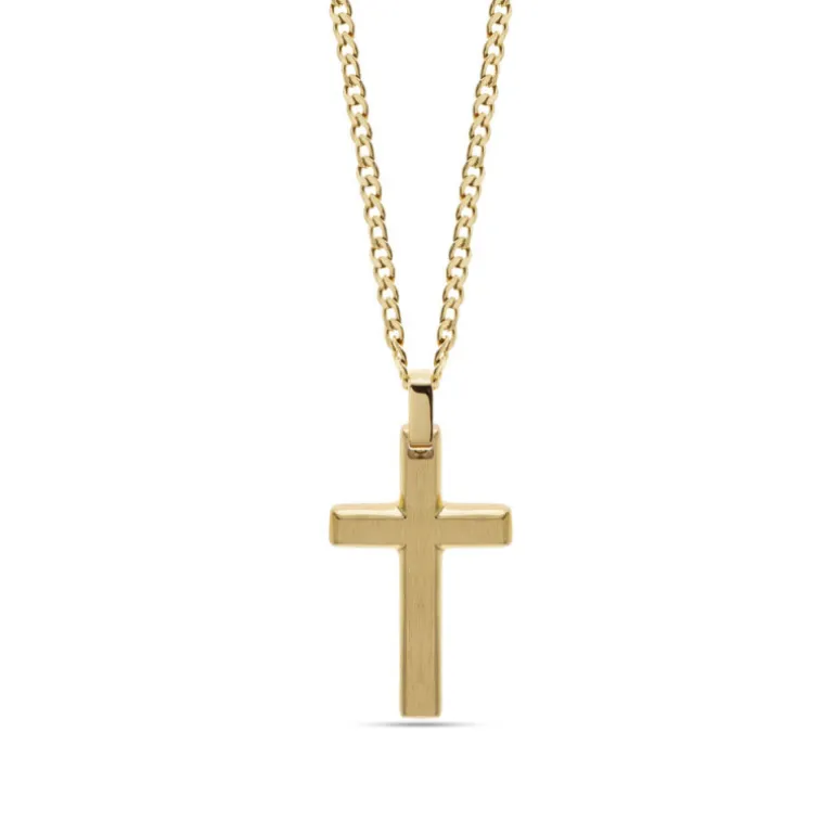 Justin gold kors med kedja i guldpläterat stål