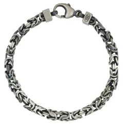 Kejsarlänk armband oxiderad matterat äkta silver 20 cm