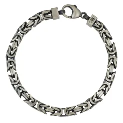 Kejsarlänk large armband oxiderad matterat äkta silver 22 cm