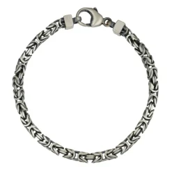 Kejsarlänk small armband oxiderad matterat äkta silver 19 cm