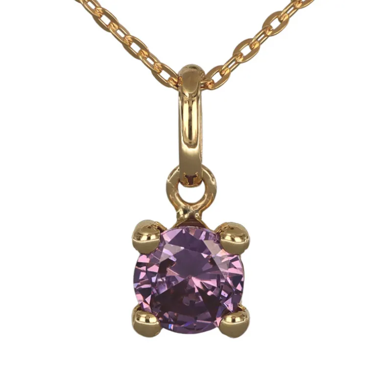 Månadssten halsband februari äkta guld 9 karat