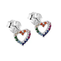 Rainbow Heart äkta silverörhängen