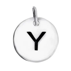 Rund berlock bokstav Y äkta silver